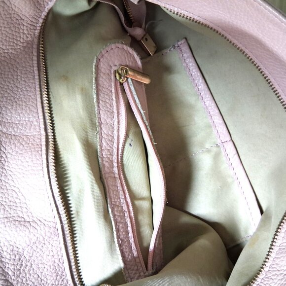 Extra Large L. Credi Italian Leather Pebbled Pink Backpack Crossbody Bag - Picture 3 of 3